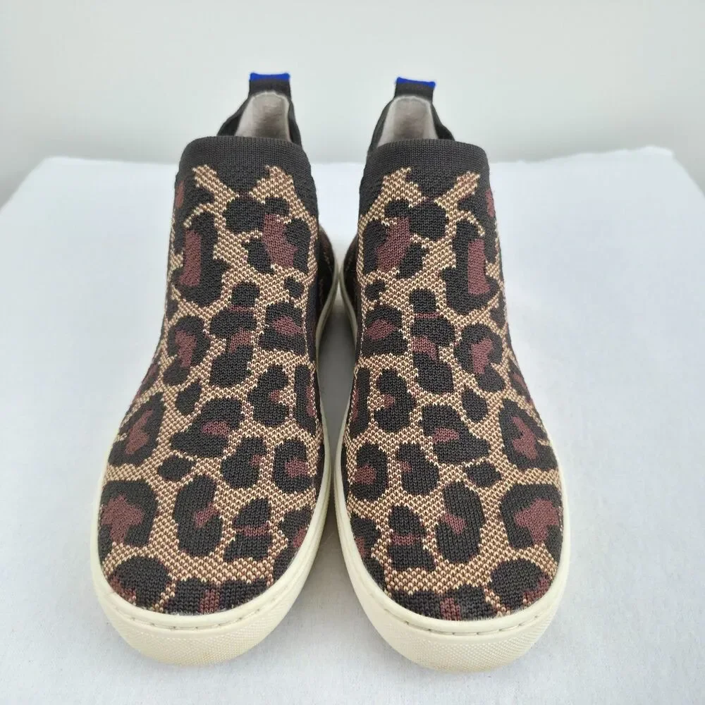 Rothy’s Wildcat Leopard Print Chelsea Boots Women’s Size 7 Ankle Slip Ons Casual